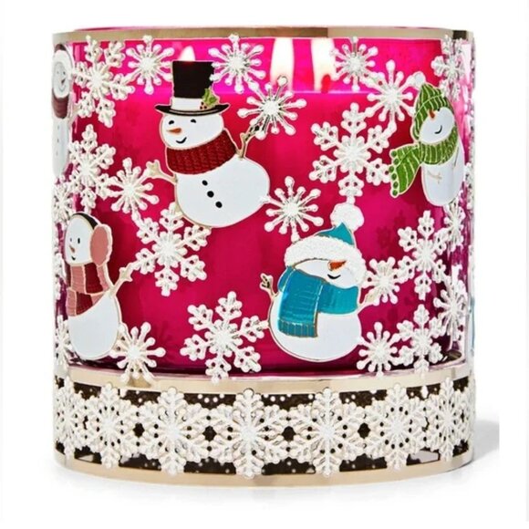 Bath & Body Works Playing Snowmen 3-Wick Candle Holder - Picture 1 of 5